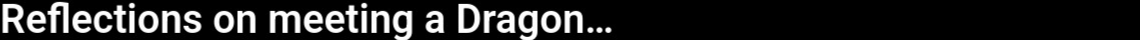 Reflections on meeting a Dragon...
